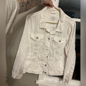 Denim shacket white